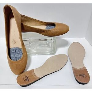 Bass Tan Leather Ballerina Slip On Flats 8 Medium